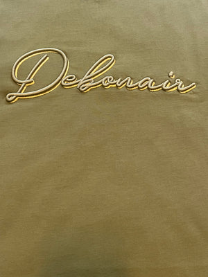Embroidered Debonair Short Sleeve T-Shirt “Olive Gold”