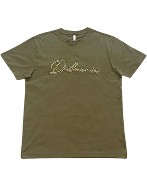 Embroidered Debonair Short Sleeve T-Shirt “Olive Gold”