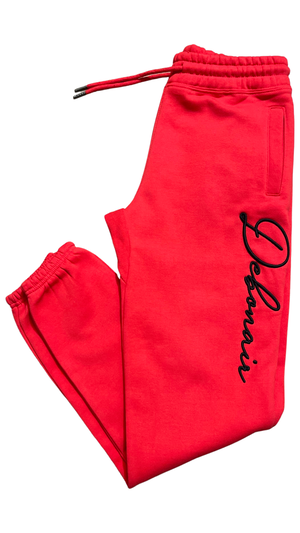 Debonair “FIRE RED” Embroidered Sweatpants